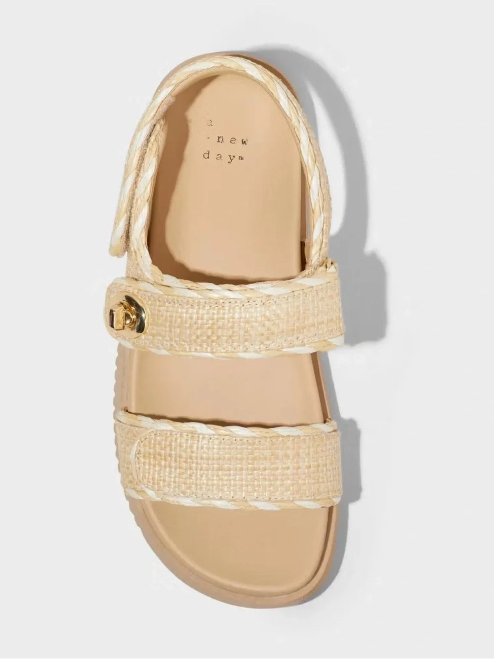 NWT Women Tilly Raffia Platform Footbed Sandals A New Day Tan 9